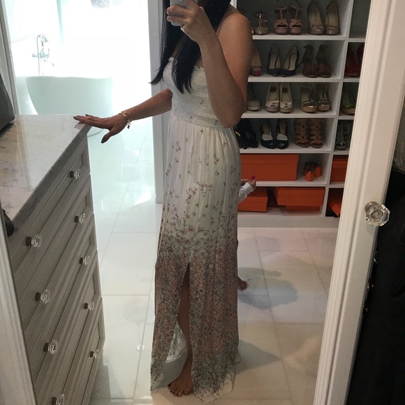 Floral ombré maxi pink & white strapless dress 👗 - Picture 5 of 5